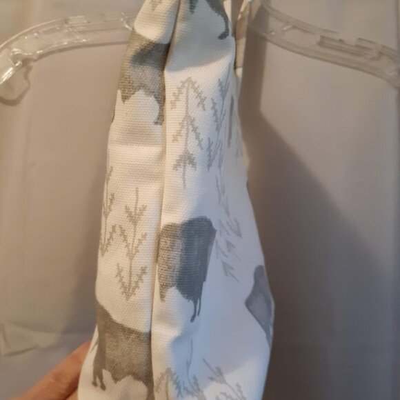 New Buffalo theme Canvas Clutch travel make-up bag White Wristlet cosmetics - Picture 4 of 4